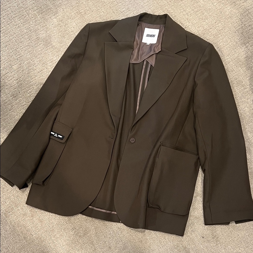 Classic Oversized Brown Blazer